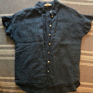 Madewell chambray buttonup with flutter sleeves